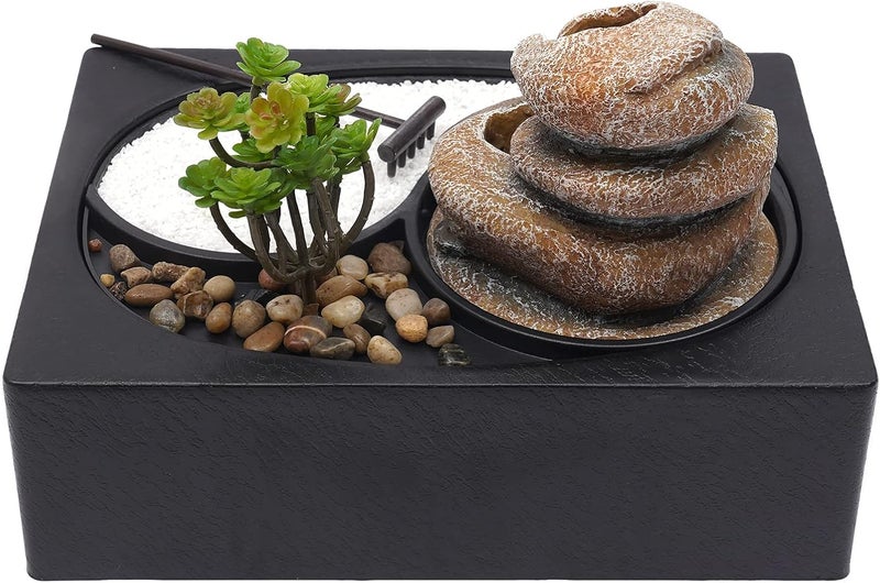 CaLaOCO Indoor Fountain Rockery Tabletop Fountain with an Tree Elaxation Water Feature Meditation Desktop Fountains for Home Office Decor or Giving 11.4' x 8.3'' x 8.7'' with LED Light - Image 4